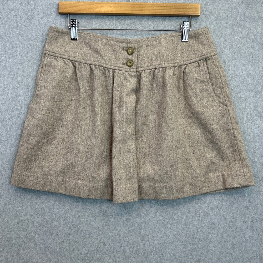 Gap Size 2 Wool Blend Mini Skirt Tan Beige Pockets Autumn Preppy Neutral Y2K